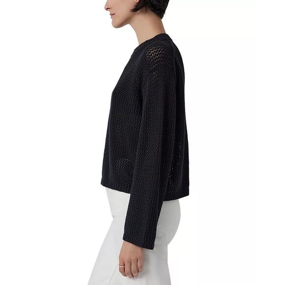 Velvet by Graham & Spencer Women Black Open Knit Cotton Kanan Sweater Size S - Picture 3 of 4